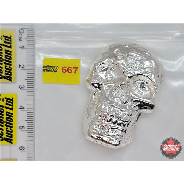 Beaver Bullion 5 Troy Ounce .999 Fine Silver Bar "Skull" (SEE PICS!)