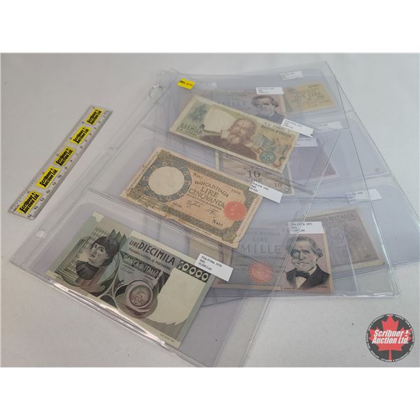 ITALY Bills (10) Variety Years / Denominations (1940's/60's/70's) (See Pics for Varieties, Condition