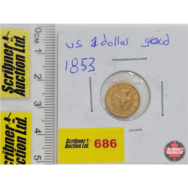 United States of America 1853 Liberty Head Gold Dollar (SEE PICS!)