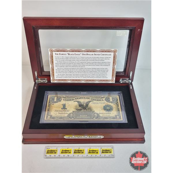 The Famous "Black Eagle" One-Dollar Silver Certificate 1899 : S/N# Z80947569Z (w/Info Card & Display