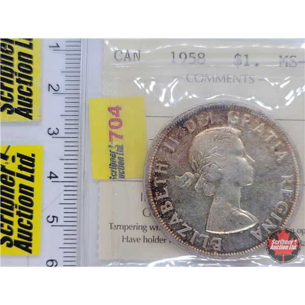 Canada Dollar 1958 (ICCS Cert: MS-63) (SEE PICS!)