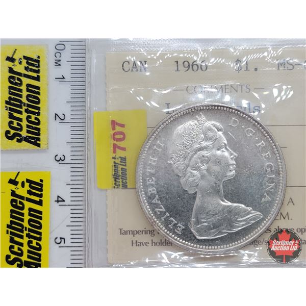 Canada Dollar 1966 Large Beads (ICCS Cert: MS-62) (SEE PICS!)