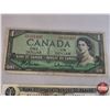 Image 2 : Canada $1 Bills (3): - 1954 Beattie/Rasminsky #HF0103369 - 1954 Beattie/Rasminsky #FN6331400 - 1973 