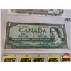 Image 4 : Canada $1 Bills (3): - 1954 Beattie/Rasminsky #HF0103369 - 1954 Beattie/Rasminsky #FN6331400 - 1973 