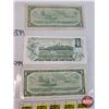 Image 5 : Canada $1 Bills (3): - 1954 Beattie/Rasminsky #HF0103369 - 1954 Beattie/Rasminsky #FN6331400 - 1973 