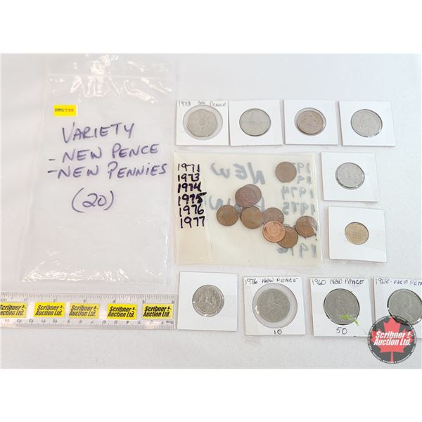 Variety New Pence / New Pennies (20 Coins) : 1960's/70's (See Pics for Denominations / Years) (SEE P
