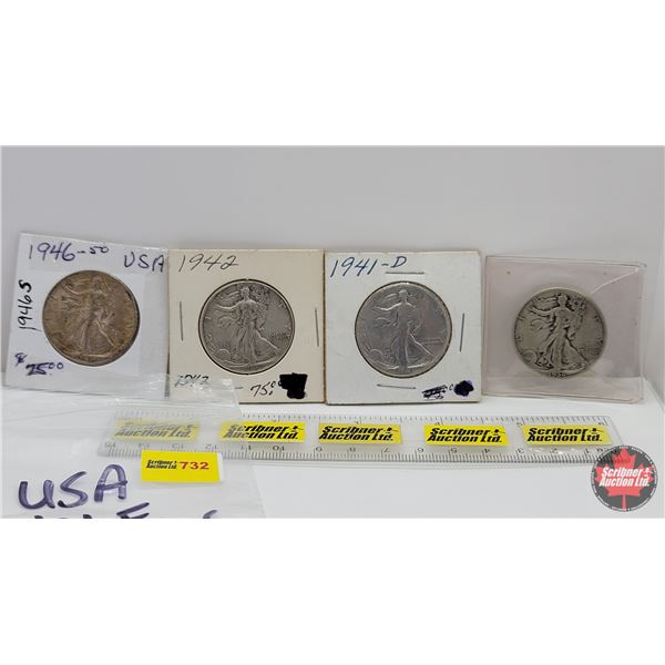 USA Half Dollars (4) 1936; 1941D; 1942; 1946S (SEE PICS!)