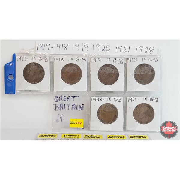 Great Britain - One Penny (6): 1917; 1918; 1919; 1920; 1921; 1928 (SEE PICS!)