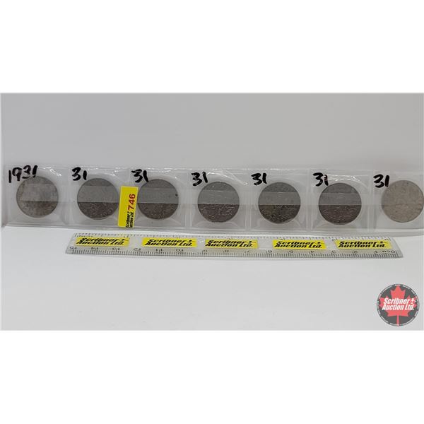 Canada Five Cents - Strip of (7) 1931 (SEE PICS!)