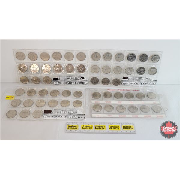 Canada Twenty Five Cent Commemorative Coin Collection in Collector Sleeves (57 Coins) : 1999 Milleni