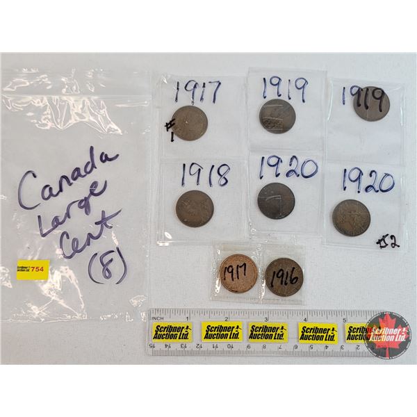 Canada Large Cent (8): 1916; 1917; 1917; 1918; 1919; 1919; 1920; 1920 (SEE PICS!)