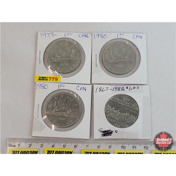 Canada Dollars (4): 1979; 1980; 1980; 1982 (SEE PICS!)