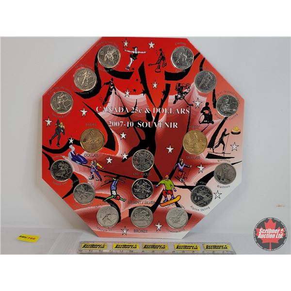 Canada Twenty Five Cent & Dollars 2007-10 Souvenir Card with 17 Coins (SEE PICS!)