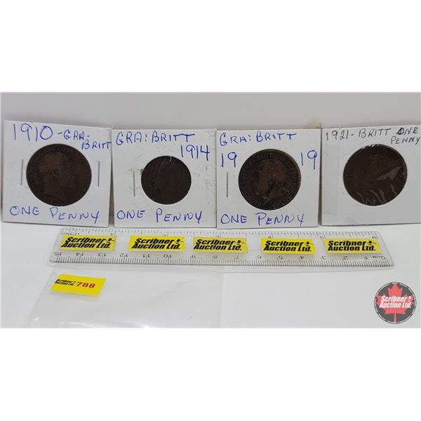 Great Britain One Penny (4): 1910; 1914; 1919; 1921 (SEE PICS!)