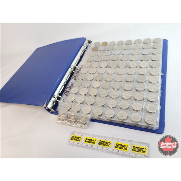 Canada Five Cent Collection - Binder Lot (5 Sheets of 91 Coins per Sheet = 455 Coins) (Each Sheet Co