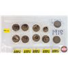 Image 1 : Canada One Cent (9 Large & 1 Small) : 1917; 1918 (3); 1919 (3); 1920 (2); 1920 Small Cent (1) (SEE P