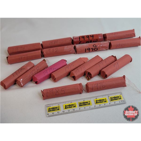Canada Pennies (17 Rolls) Variety Years (Mixed) (NOTE: Rolls not opened by the Auction Company, so q