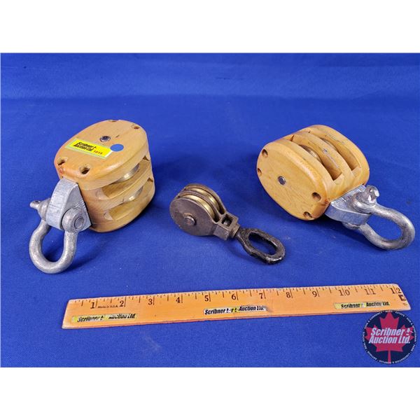 Block & Tackle (3) (Largest Measures: 7"H x 3"W x 3-1/2"D) (SEE PICS!)