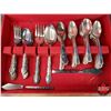 Image 2 : Variety Silverware / Cutlery in Wood Storage Chest (Chest Measures: 3-1/4"H x 14-3/4"W x 10-3/4"D) (