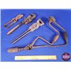 Image 5 : Variety Vintage Hand Tools (4): Pipe Wrench; Hand drill; Hedge Sheers; Hoof Trimmers (Drill 19-3/4")