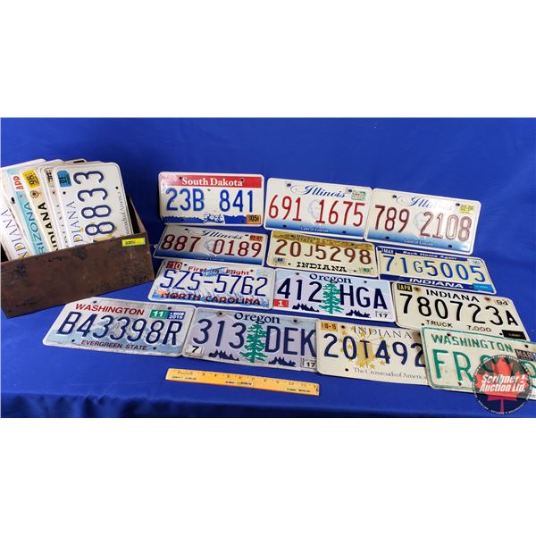 Lic Plate Collection (US States) (Variety 25) with Ammo Box (Box Measures: 6"H x 13-1/4"W x 7-1/4"D)