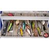 Image 3 : Tackle Box with Contents (Lures; Reels; Line Weights; etc!) (Box Measures: 8"H x 15"W x 8"D) (SEE PI