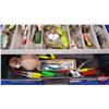 Image 5 : Tackle Box with Contents (Lures; Reels; Line Weights; etc!) (Box Measures: 8"H x 15"W x 8"D) (SEE PI