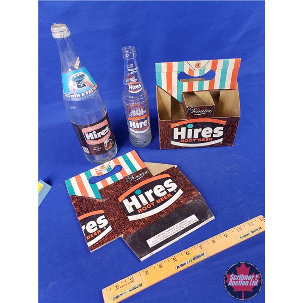 Hires Root Beer Combo: 2 Cardboard Carriers & 2 Bottles (SEE PICS!)