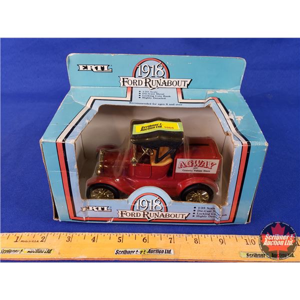 ERTL Diecast Truck Bank "1918 Ford Runabout" (Scale 1:25) (Box Measures: 5-1/2"H x 7-1/2"W x 4-1/2"D