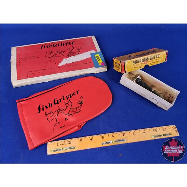 Fisherman Combo: - Fish Gripper in Box ( Box Measures: 10-1/2"W x 6"D) - South Bend Bait Co. Lure in