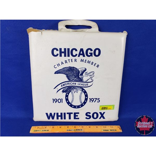 "CHICAGO WHITE SOX 1901 - 1975" Bleacher Cushion (Reverse has "Salem" Ad) (12-1/2" x 12") (SEE PICS!