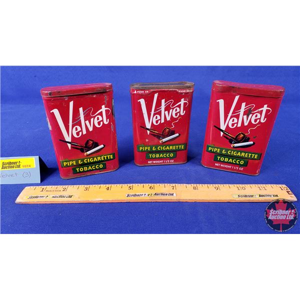 Tobacco Pocket Tins (3) Velvet (4-1/2"H x 3"W ) (SEE PICS!)