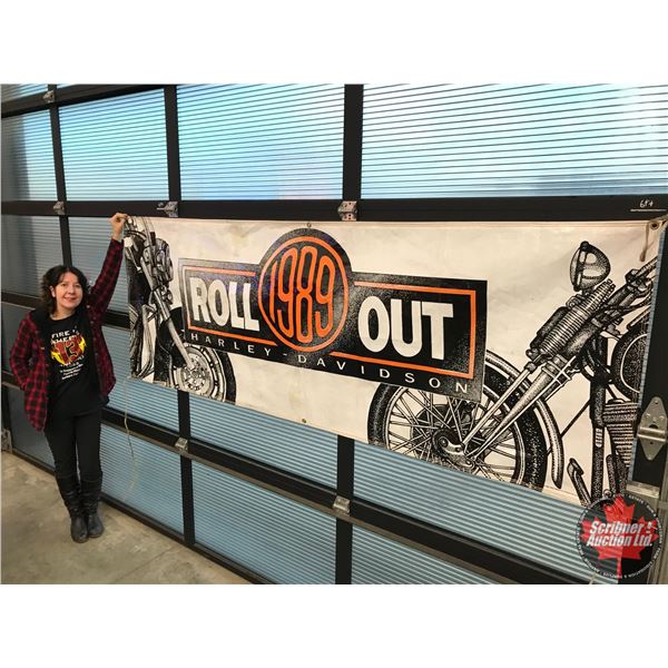 Vinyl Banner : HARLEY-DAVIDSON 1989 ROLL OUT (34"H x 95"W) (SEE PICS!)