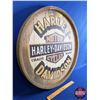 Image 2 : "Harley Davidson" Decor Barrel End (Wooden) Wall Mount (23-3/4"Dia) (SEE PICS!)