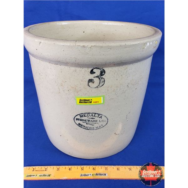 3 Gallon Medalta Crock (10"H x 10-3/4"Dia) (SEE PICS!)