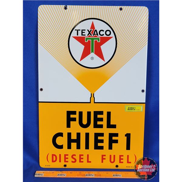 Quality Reproduction Pump Sign "TEXACO FUEL CHIEF 1" (18-1/2"H x 11-3/4"W) (Heavy) (SEE PICS!)
