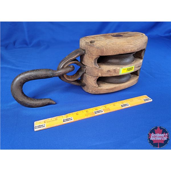 Antique Block & Tackle (16-1/2") (SEE PICS!)