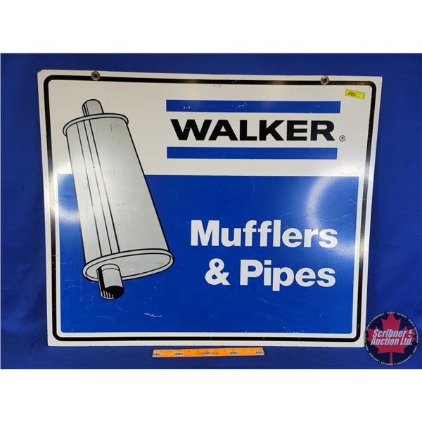 Double Sided Metal Sign : "WALKER Mufflers & Pipes" (30"H x 36-1/4"D) (SEE PICS!)