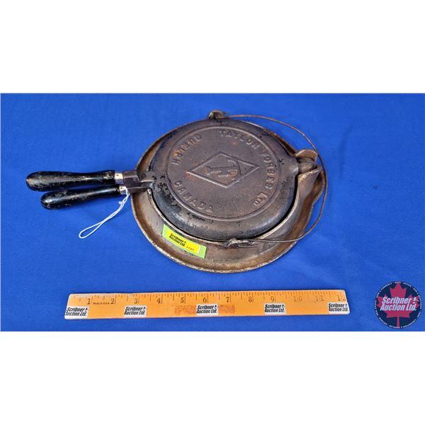 Antique Taylor Forbes Cast Iron Waffle Maker (8-1/2" Dia) (SEE PICS!)