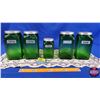 Image 1 : Green Glass Canister Set (5 Pcs) Owens-Illinois Glass Company (CEREAL ; COFFEE ; TEA ; FLOUR ; SUGAR