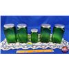 Image 5 : Green Glass Canister Set (5 Pcs) Owens-Illinois Glass Company (CEREAL ; COFFEE ; TEA ; FLOUR ; SUGAR