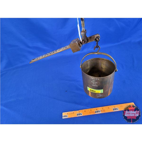 FAIRBANKS Brass Hand Held Grain Scale "1QT" (5"H x 5-1/4"Dia) (SEE PICS!)