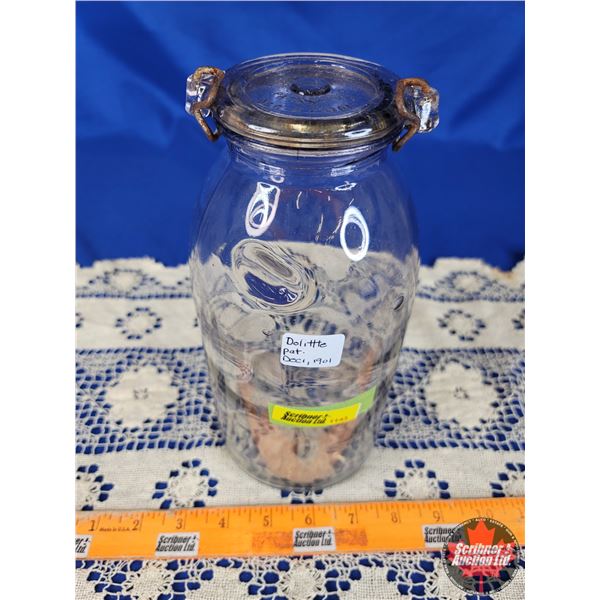 "Doolittle" Jar "Patent Dec 3, 1901" (9-1/2"H x 4-1/2"Dia) (SEE PICS!)