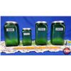 Image 2 : Green Glass Canister Set (4 Pcs) Owens-Illinois Glass Company SUGAR; TEA; CEREAL; COFFEE) (Tallest M