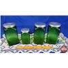 Image 4 : Green Glass Canister Set (4 Pcs) Owens-Illinois Glass Company SUGAR; TEA; CEREAL; COFFEE) (Tallest M