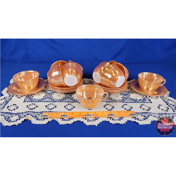 Fire King WARE Peach Luster Cups (11) / Saucers (10) (SEE PICS!)