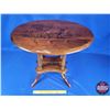 Image 1 : Ducks Unlimited Round Top 2 Tier Side Table (Deer/Trees Motif) (20"H x 22"Dia) (SEE PICS!)