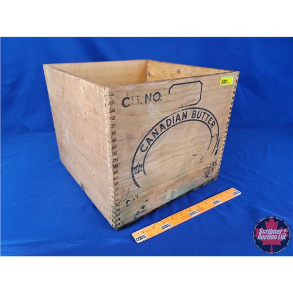 Wood Crate Butter Box "Canadian Butter" (11-3/4"H x 13-1/2"W x 13-1/2"D) (SEE PICS!)