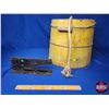 Image 1 : Wood Slat Rope Pail & Cutter (Pail Measures : 12-1/2"H x 12"Dia) (SEE PICS!)