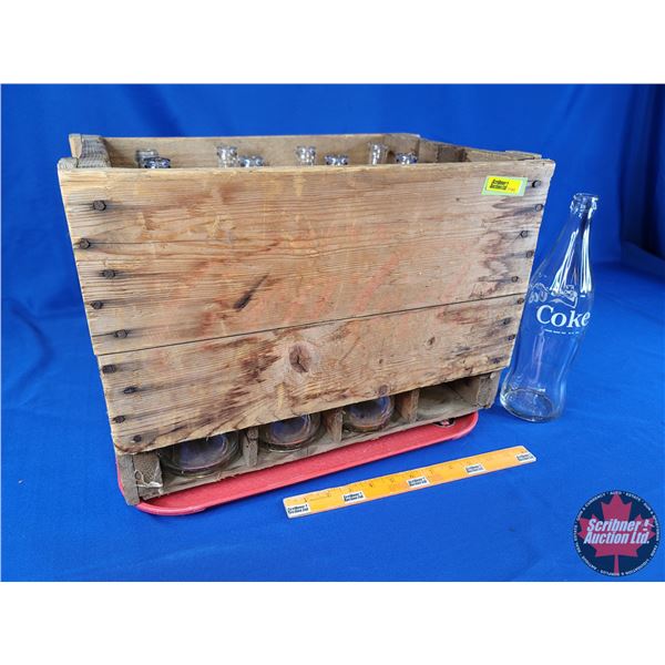 Coca-Cola Wood Bottle Crate w/12 Bottles (12-1/2"H x 18"W x 12-1/2"D) (SEE PICS!)